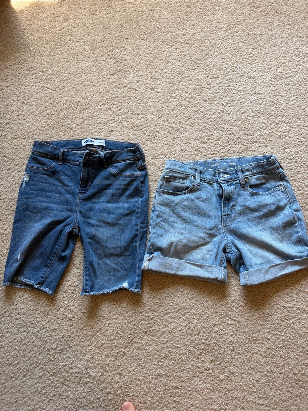Girls Bermuda Denim Shorts - Light Blue and Dark Blue